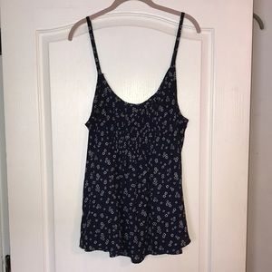 Floral Navy Cami with White Flowers